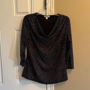 dress barn Black Sparkle Cowl Neck Blouse